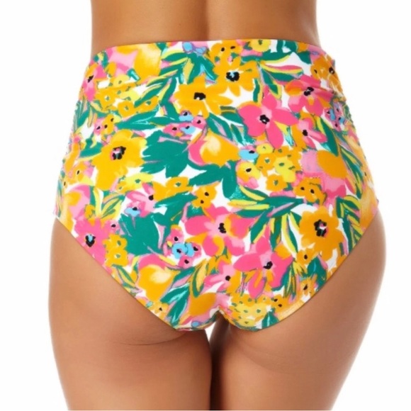 Anne Cole *NWT* Convertible High Waist Shirred Swim Bottom, Sunshine Floral - Picture 3 of 15